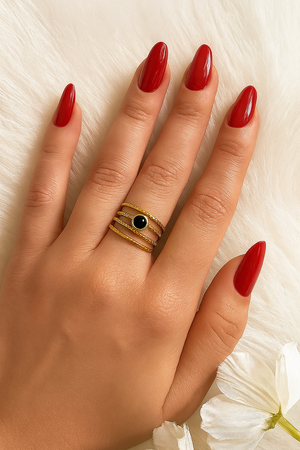 Elegant Gold Plated Ring with Green Stone – Artificial Jewelry for Women