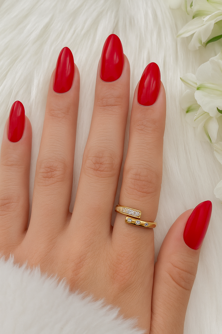 Elegant Rose Gold Plated Artificial Ring with Sparkling CZ Stones – Adjustable Fashion Jewelry