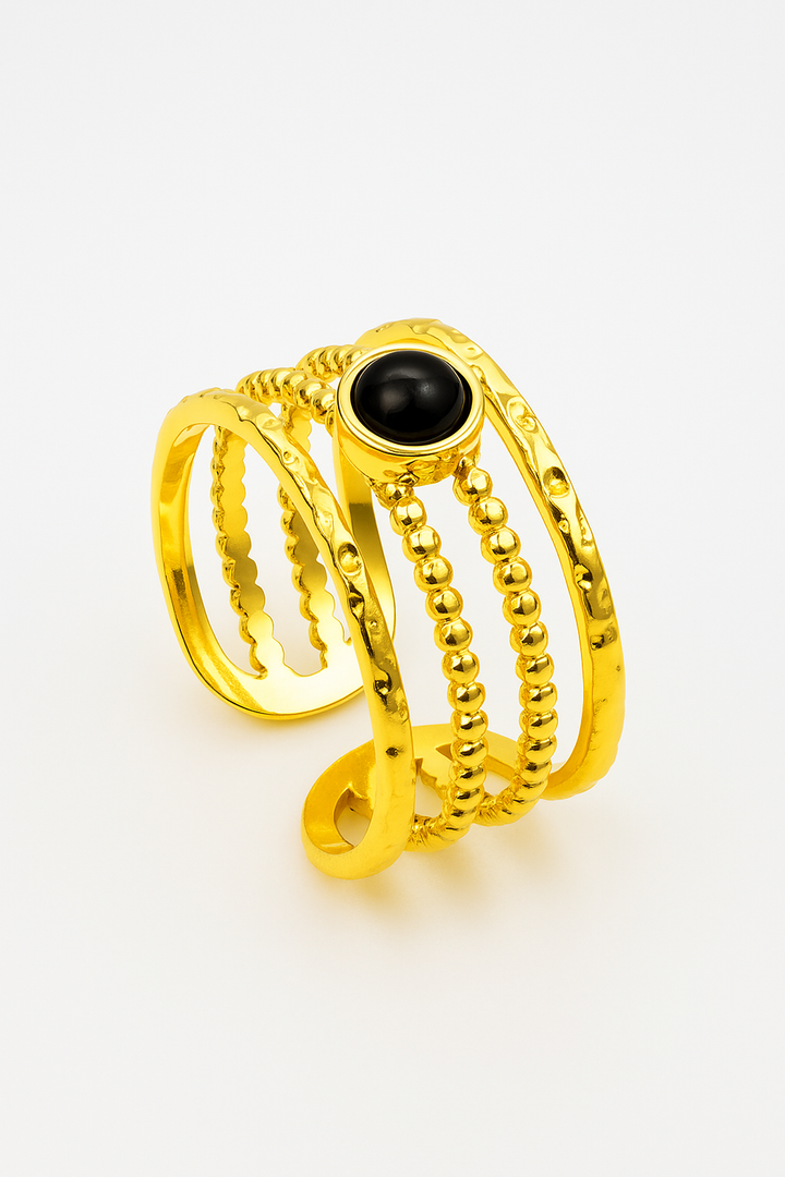 Elegant Gold Plated Ring with Green Stone – Artificial Jewelry for Women