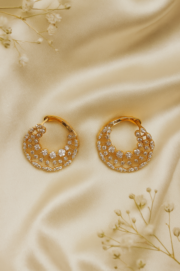 Rose Gold-Tone Crystal Hoop Earrings for Women – Statement Artificial Jewelry with Cubic Zirconia Sparkle