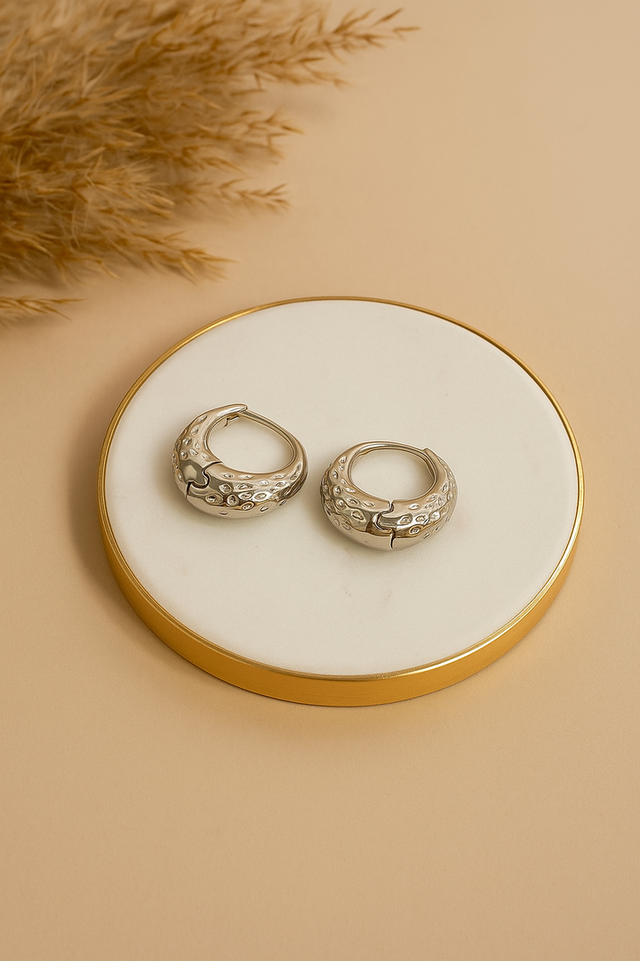 Chunky Hammered Silver Hoop Earrings - Modern Statement Jewelry