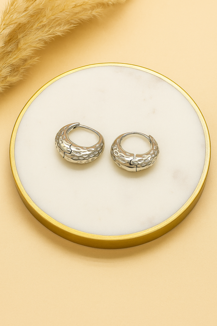 Chunky Hammered Silver Hoop Earrings - Modern Statement Jewelry