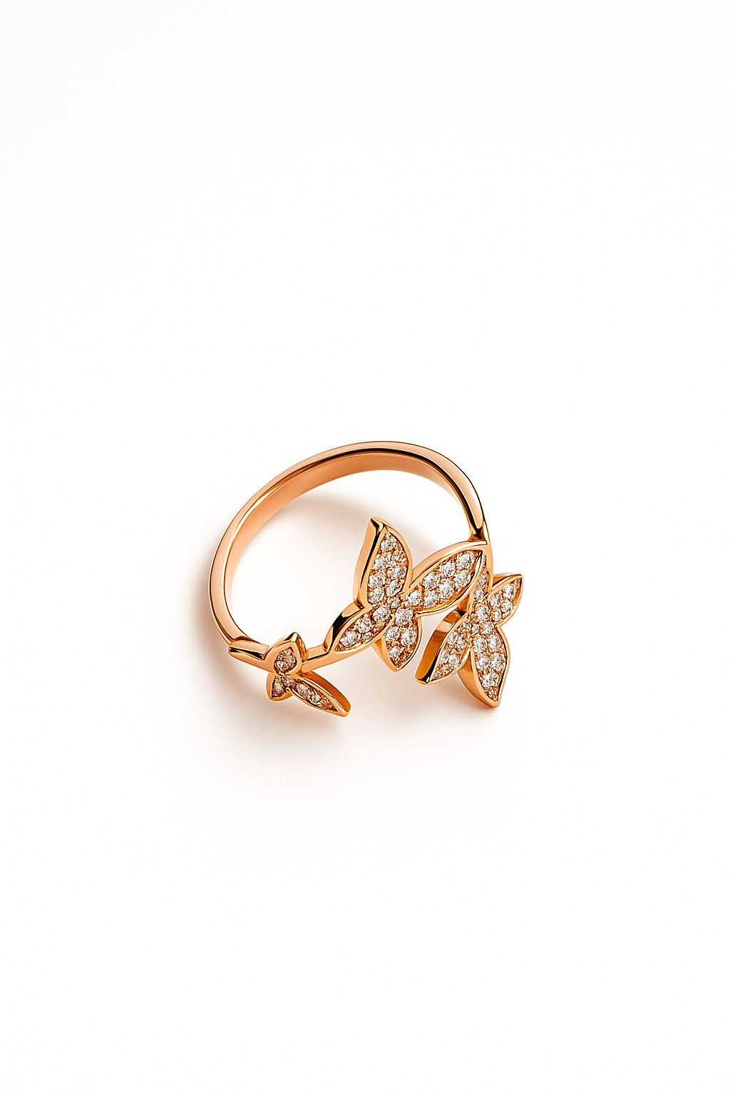 Rose Gold- Butterfly Design Ring with Sparkling Stones – Elegant Artificial Jewelry