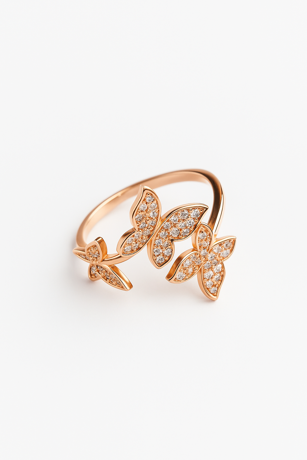 Rose Gold- Butterfly Design Ring with Sparkling Stones – Elegant Artificial Jewelry