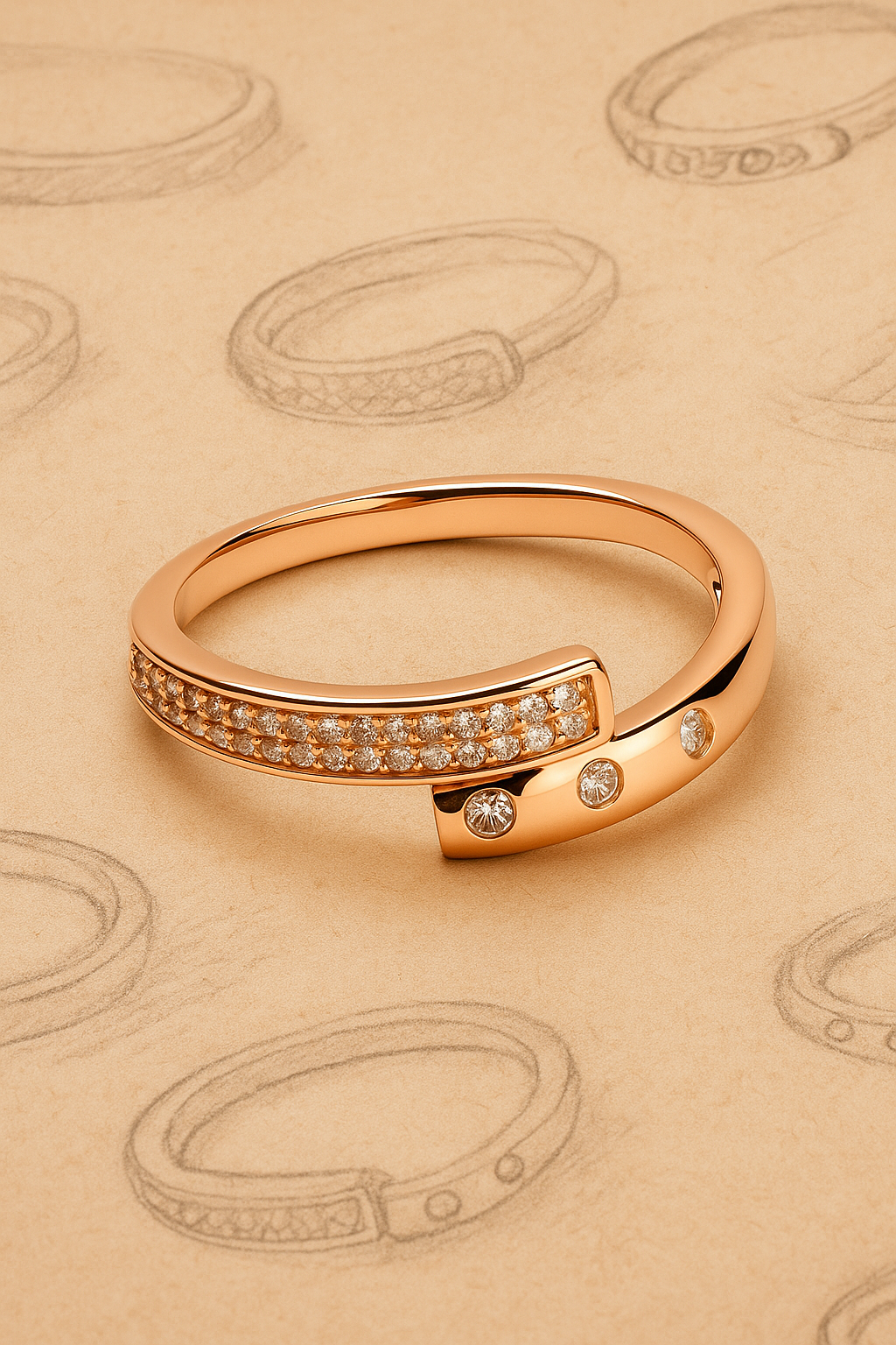 Elegant Rose Gold Plated Artificial Ring with Sparkling CZ Stones – Adjustable Fashion Jewelry