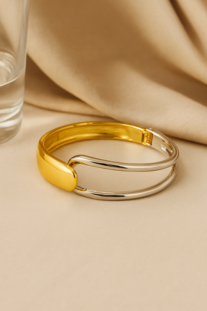 Elegant Dual-Tone Gold & Silver Bracelet for Women – Modern Designer Jewelry