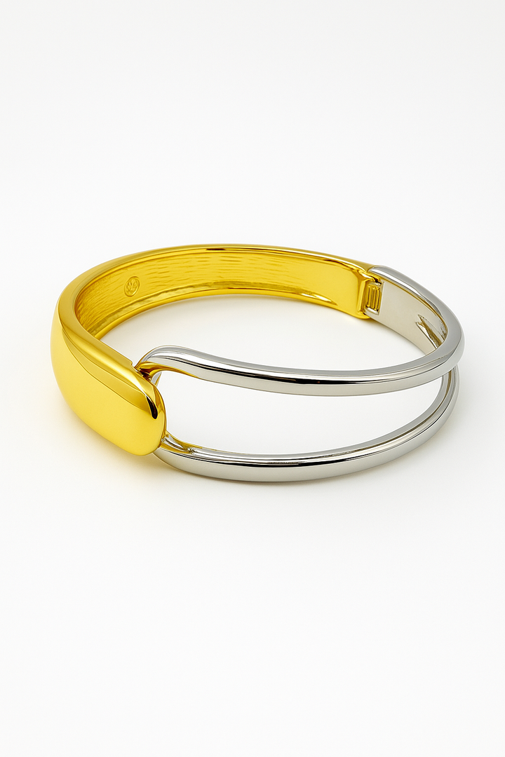 Elegant Dual-Tone Gold & Silver Bracelet for Women – Modern Designer Jewelry