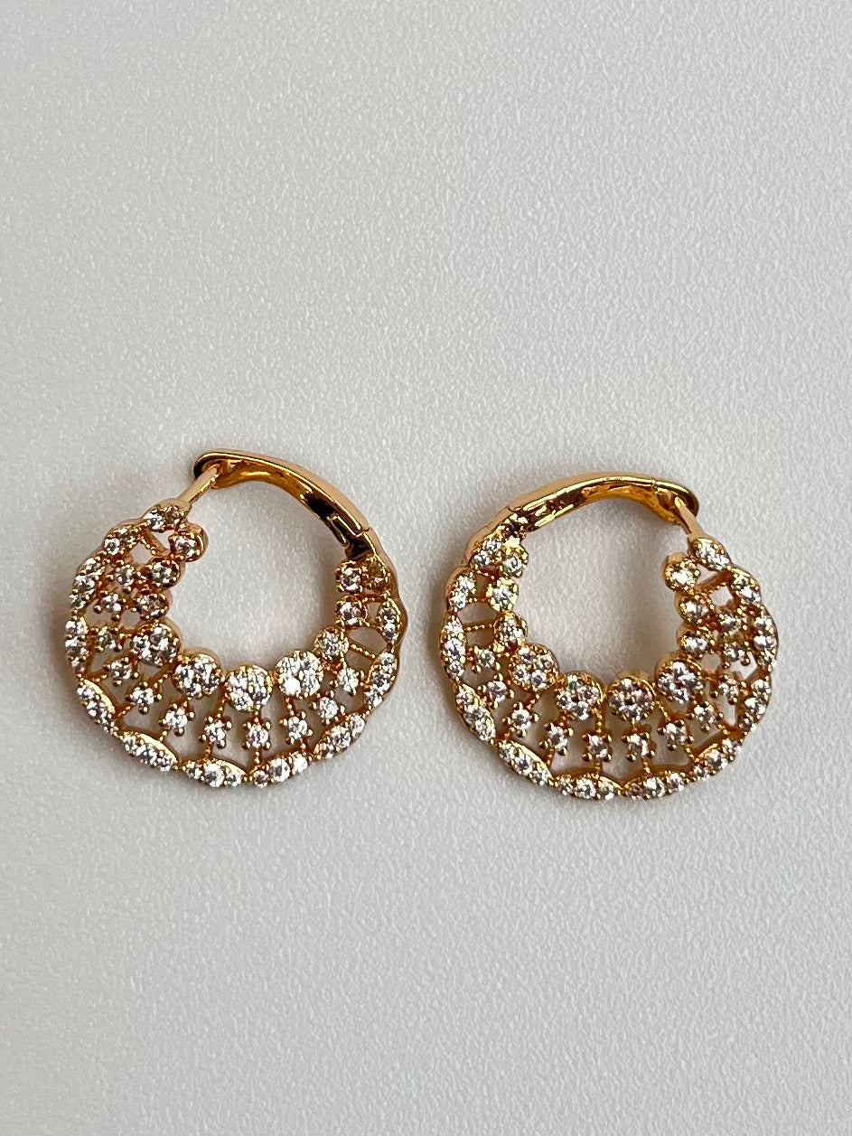 Rose Gold-Tone Crystal Hoop Earrings for Women – Statement Artificial Jewelry with Cubic Zirconia Sparkle