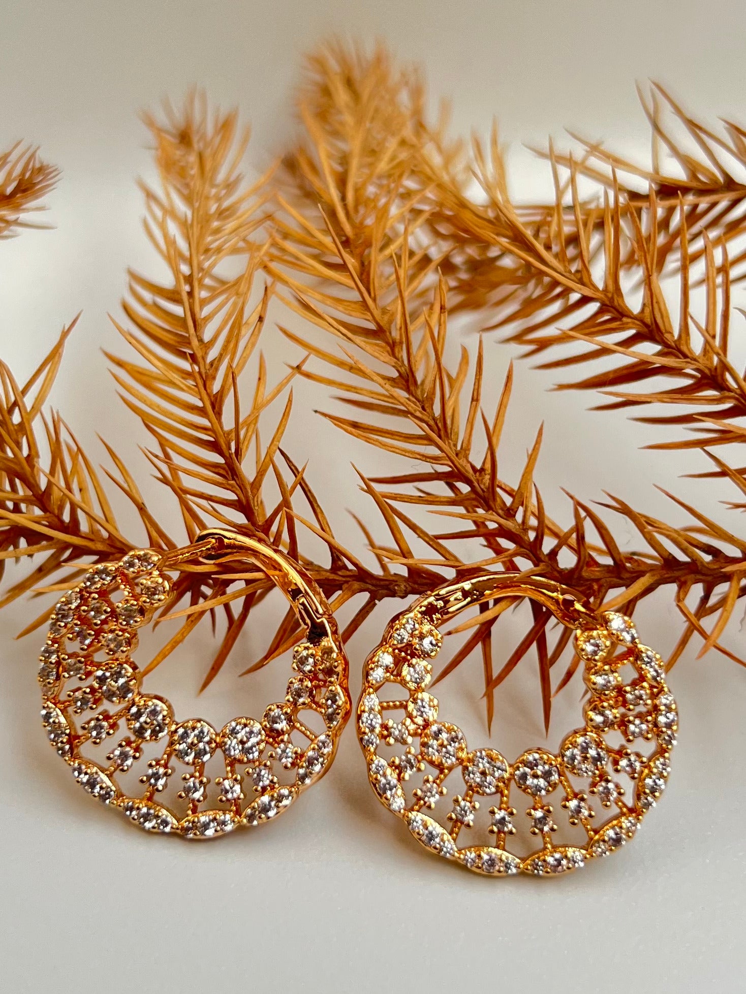 Rose Gold-Tone Crystal Hoop Earrings for Women – Statement Artificial Jewelry with Cubic Zirconia Sparkle