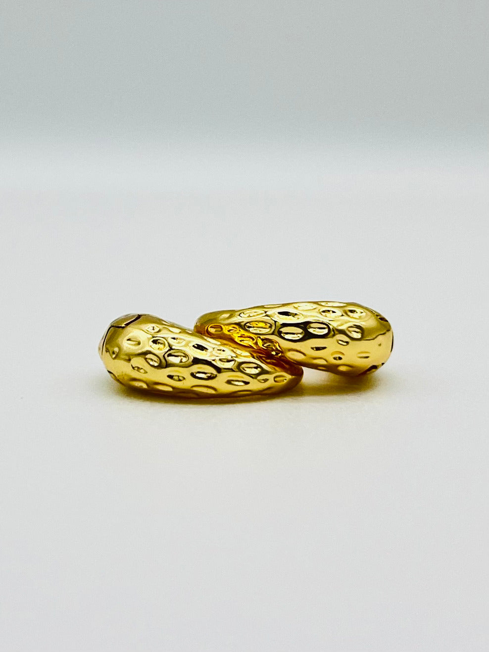 Chic Textured Gold Round Earrings – Minimalist Artificial Hoops for Women