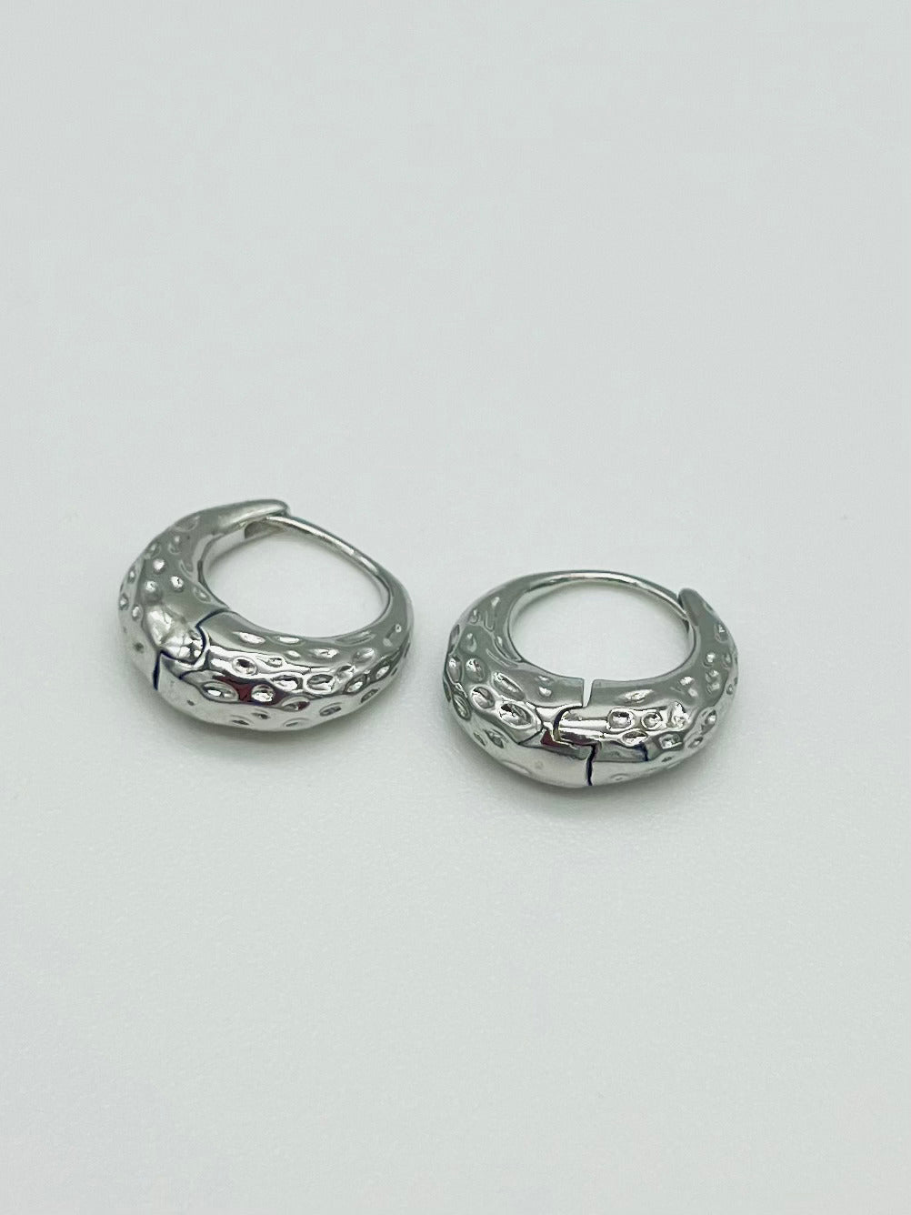 Chunky Hammered Silver Hoop Earrings - Modern Statement Jewelry