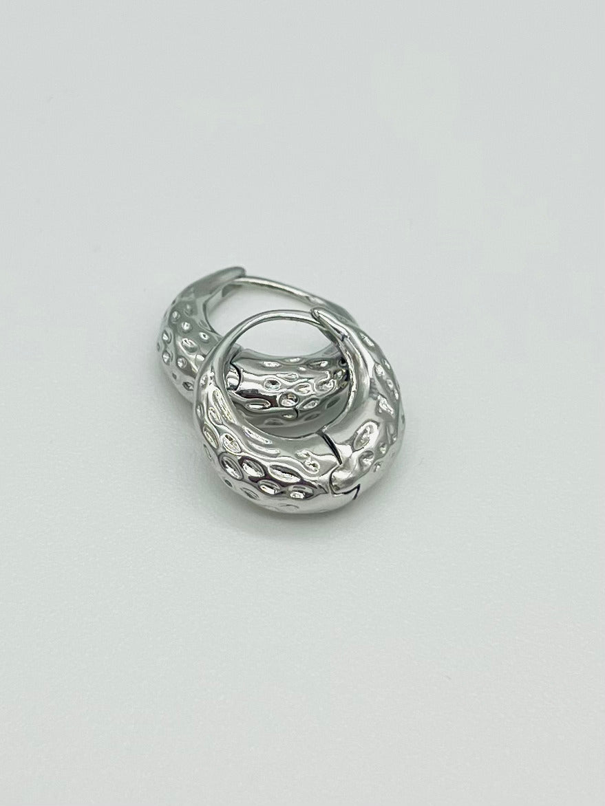 Chunky Hammered Silver Hoop Earrings - Modern Statement Jewelry