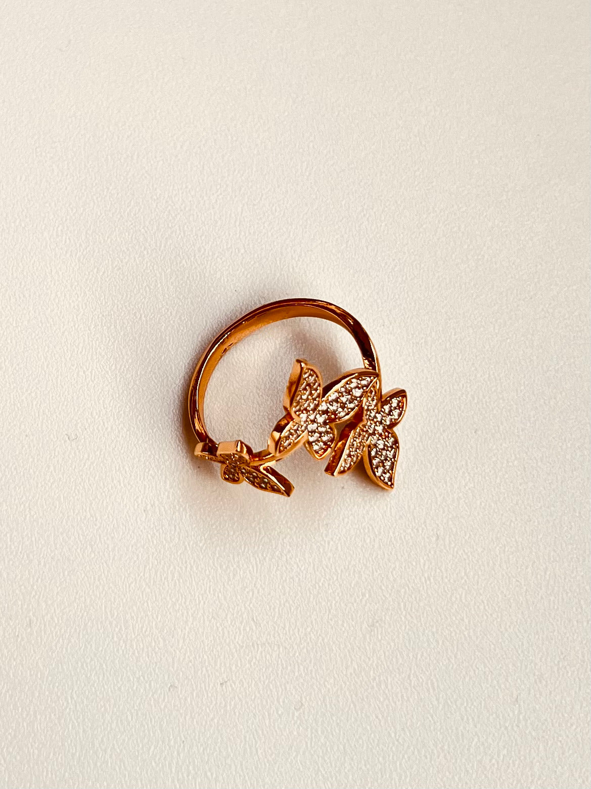 Rose Gold- Butterfly Design Ring with Sparkling Stones – Elegant Artificial Jewelry