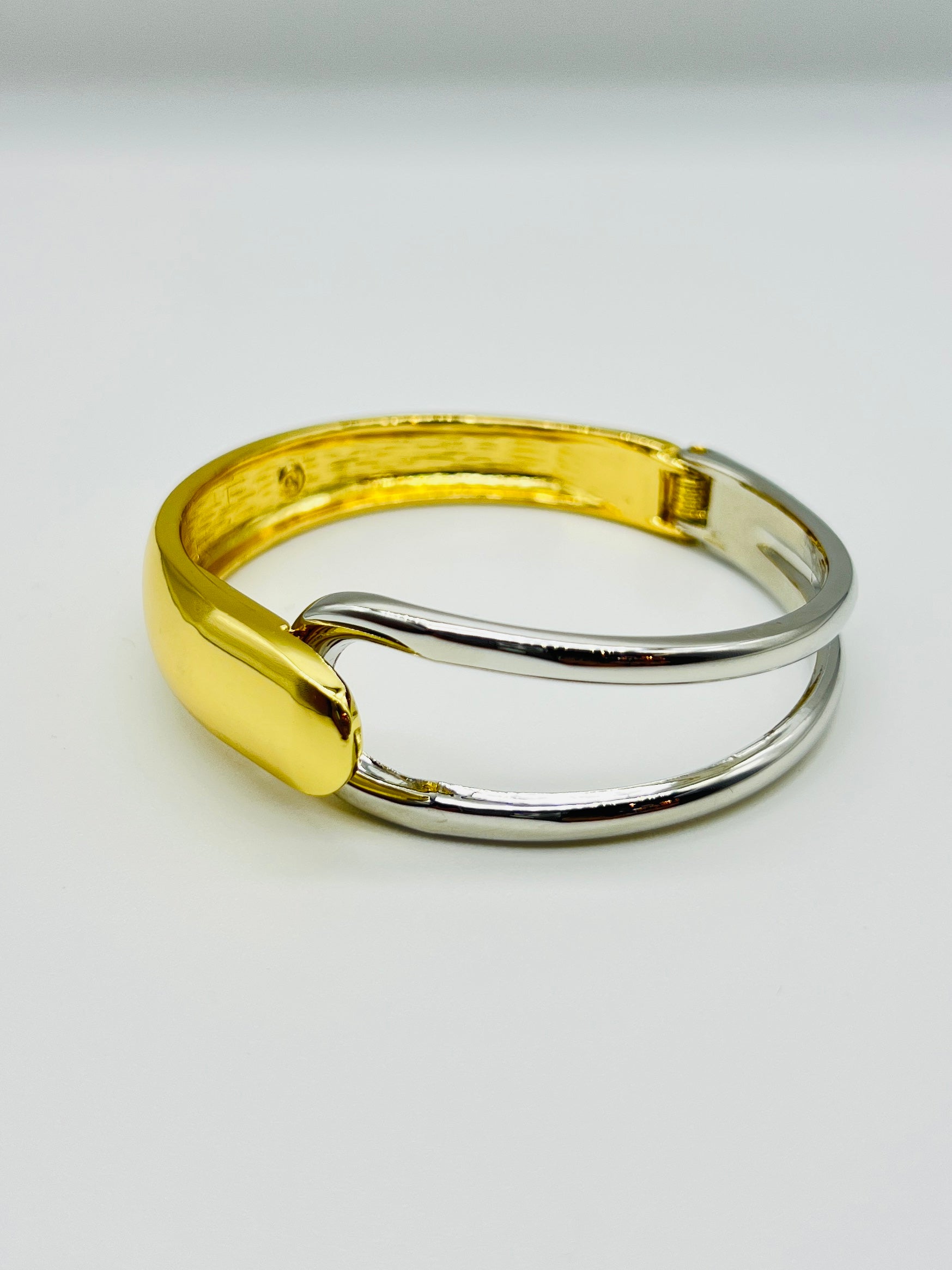 Elegant Dual-Tone Gold & Silver Bracelet for Women – Modern Designer Jewelry
