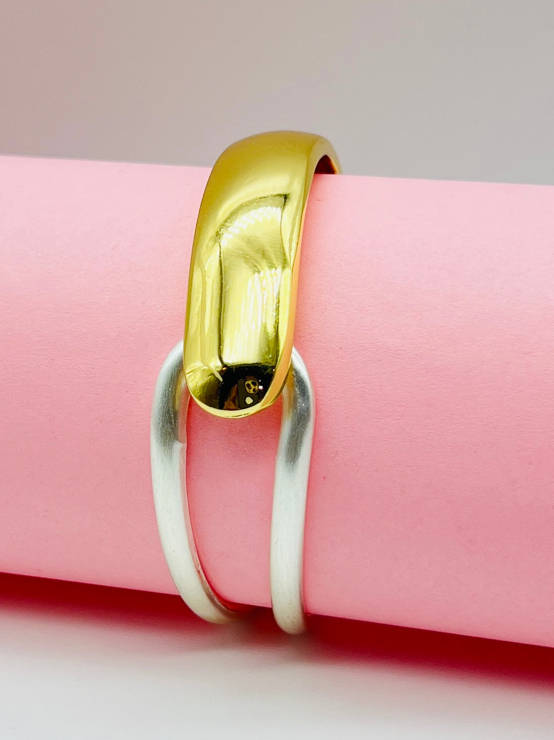 Elegant Dual-Tone Gold & Silver Bracelet for Women – Modern Designer Jewelry