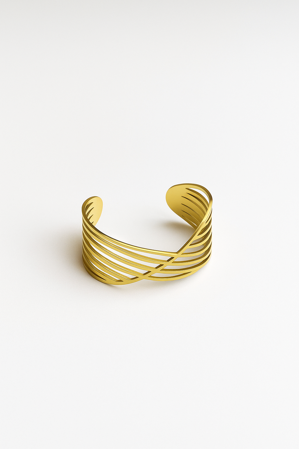 Modern Gold Cuff Bracelet - Intersecting Line Design